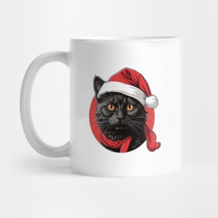 Black Cat in a Santa Hat Mug